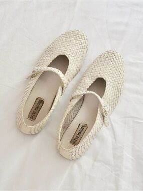 Steve Madden Woven Mary Jane Flats in Ivory Size 8.5